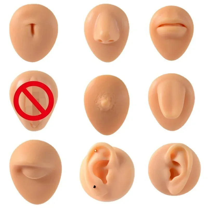 2 pcs Silicone Piercing Practice Model