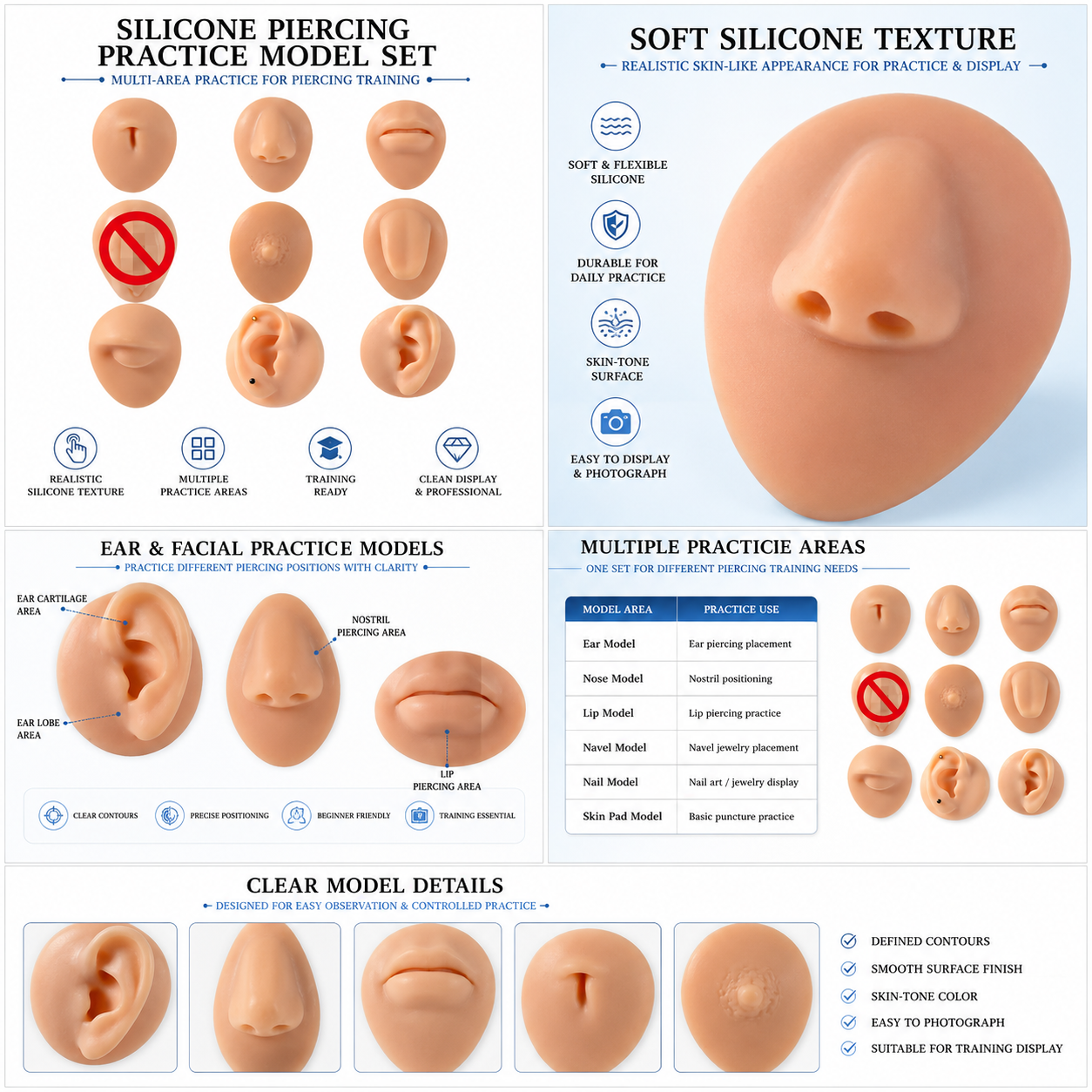2 pcs Silicone Piercing Practice Model — product configuration