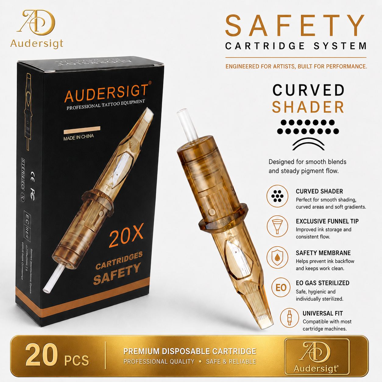Cartuchos de tatuaje con Curved Magnum Audersigt Safety Series