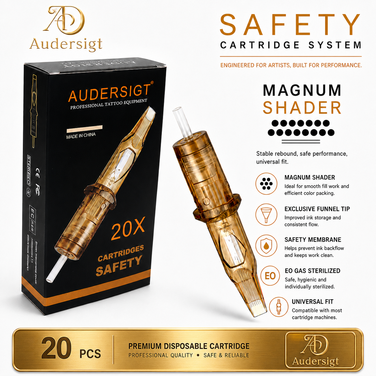 Audersigt Safety Series M1 cartuchos de tatuaje con aguja entrelazada