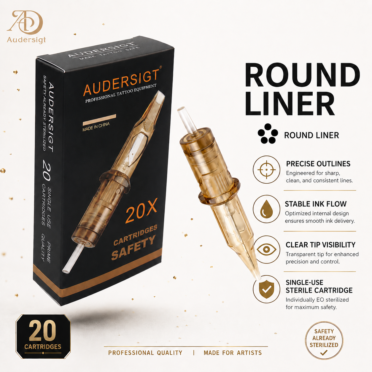Audersigt Safety Round Liner Tattoo Cartridges