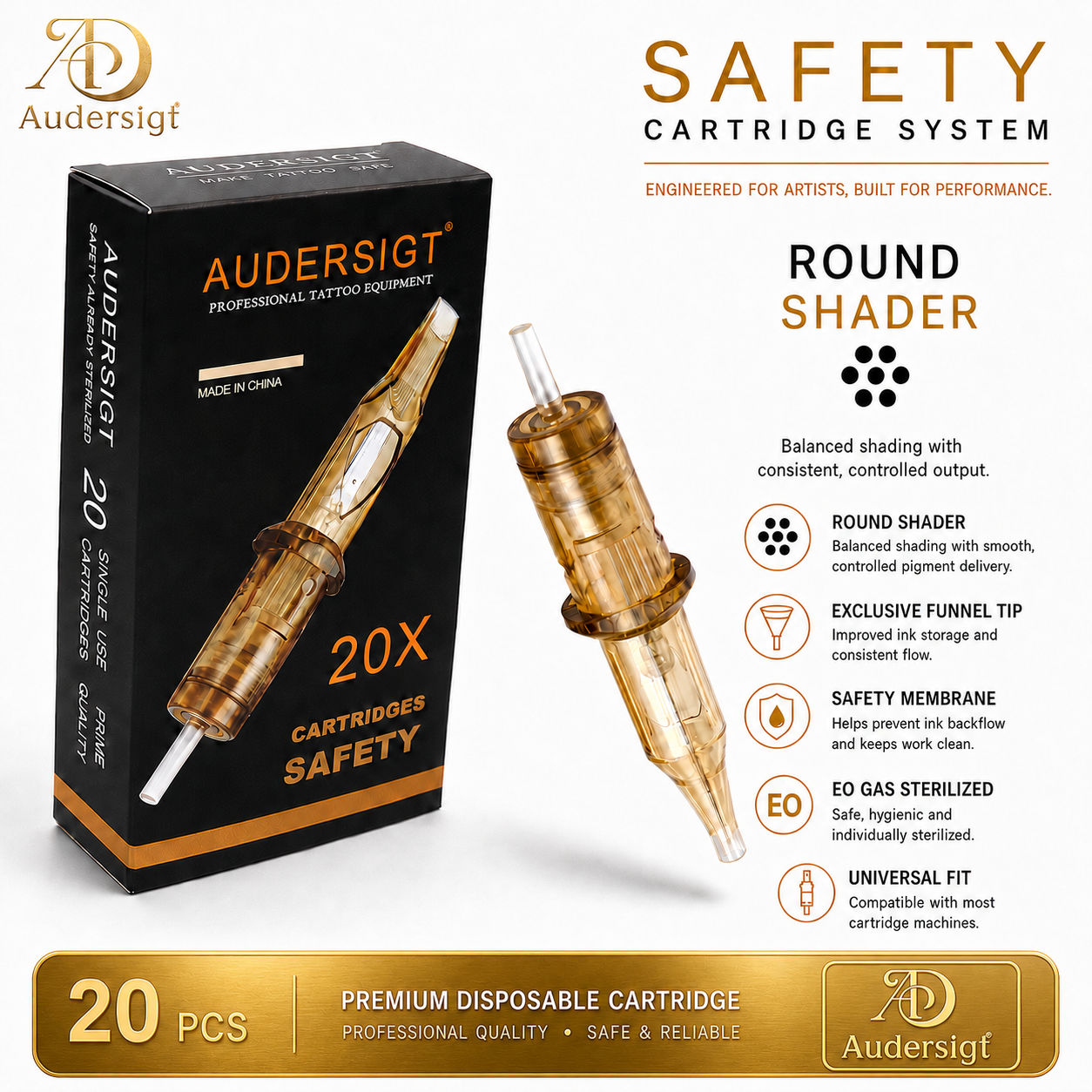 Cartuchos de tatuaje con niebla de aguja redonda serie Safety Audersigt