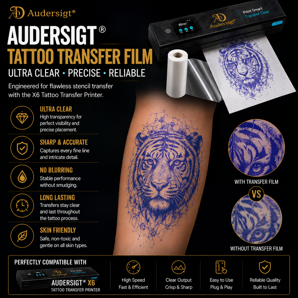 Audersigt Transparent Tattoo Transfer Film — product in use
