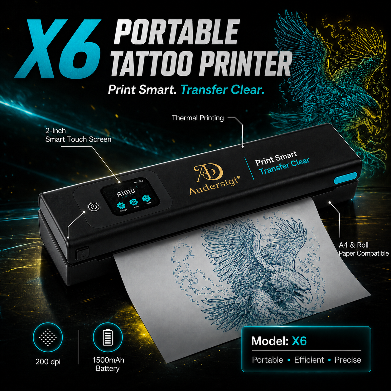Audersigt X6 Bluetooth Thermal Tattoo Stencil Printer