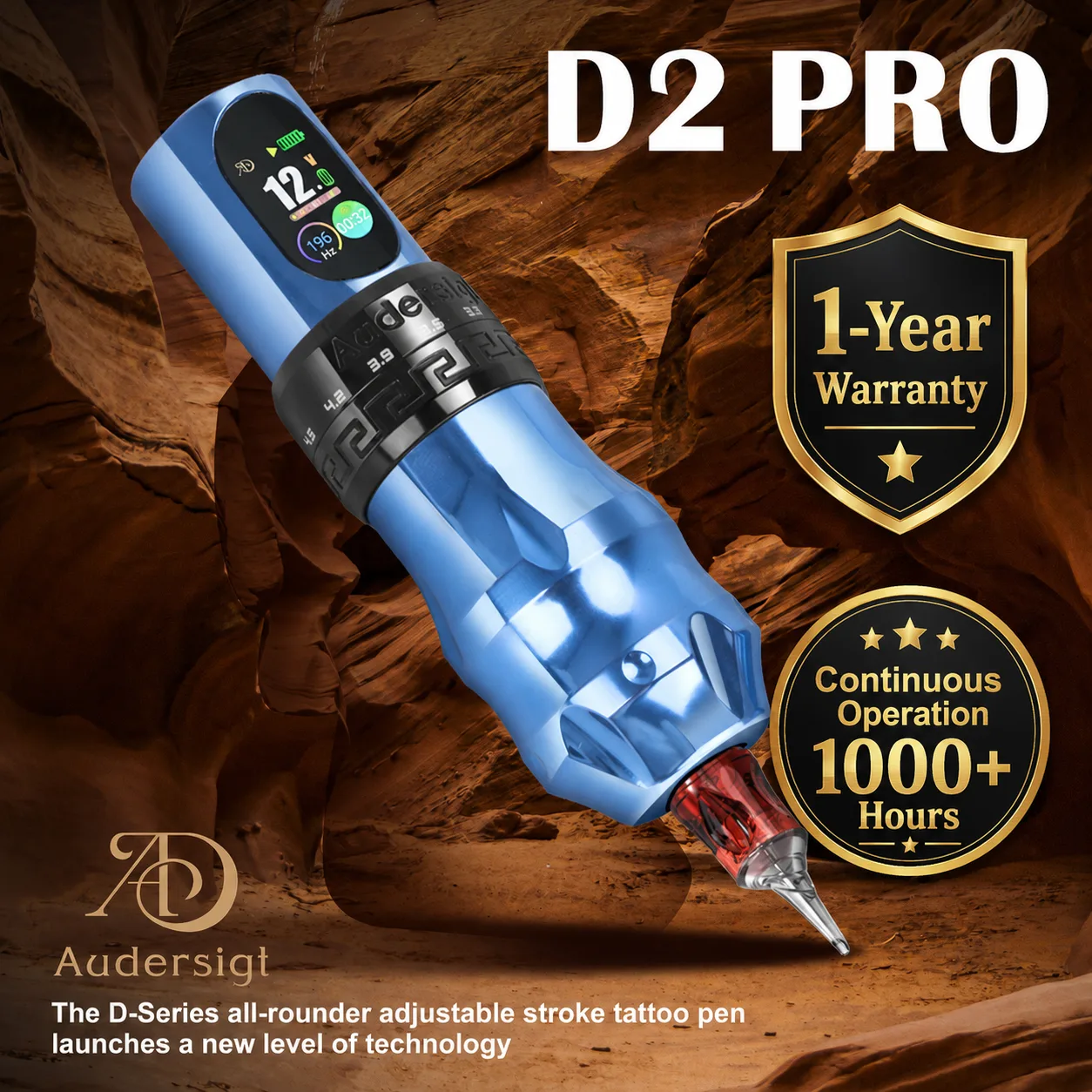 D2 Pro بشوط قابل للتعديل آلة قلم لاسلكية للوشم - صورة 2