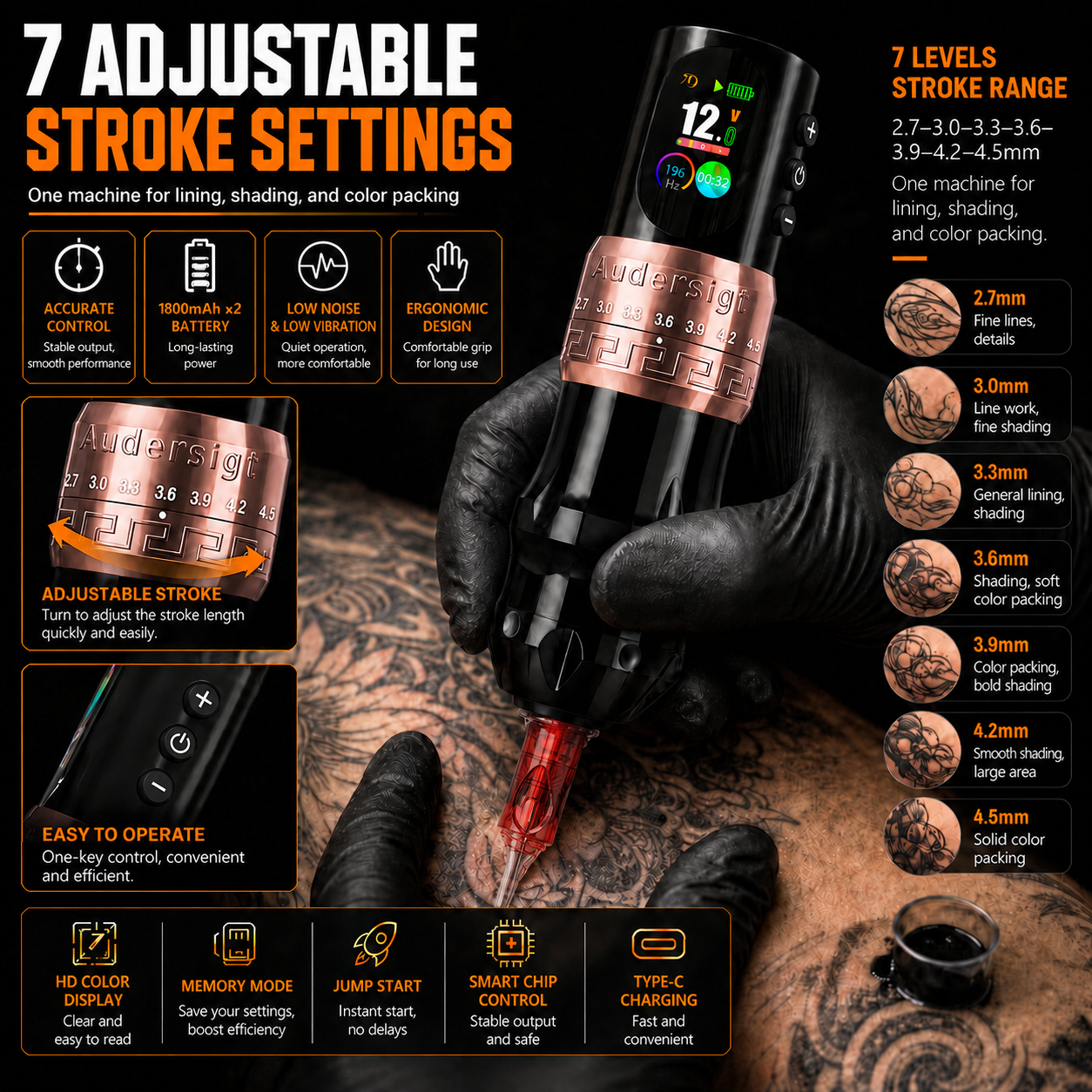 D2 Pro adjustable stroke settings
