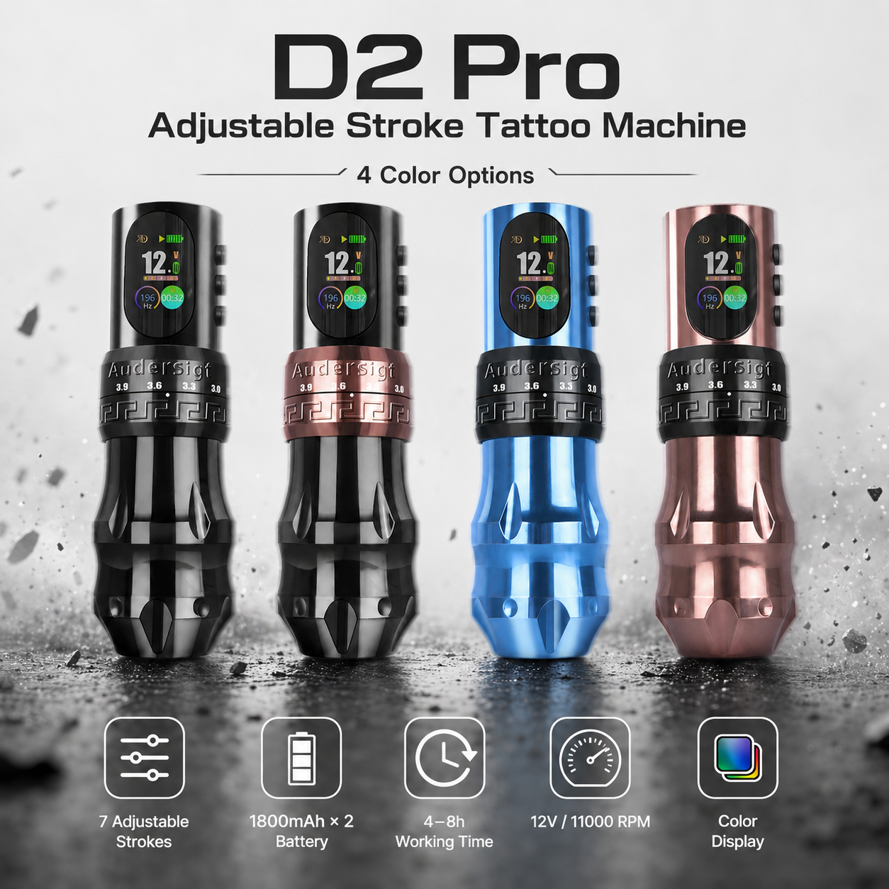 máquina pen de tatuaje inalámbrica de trazo variable D2 Pro