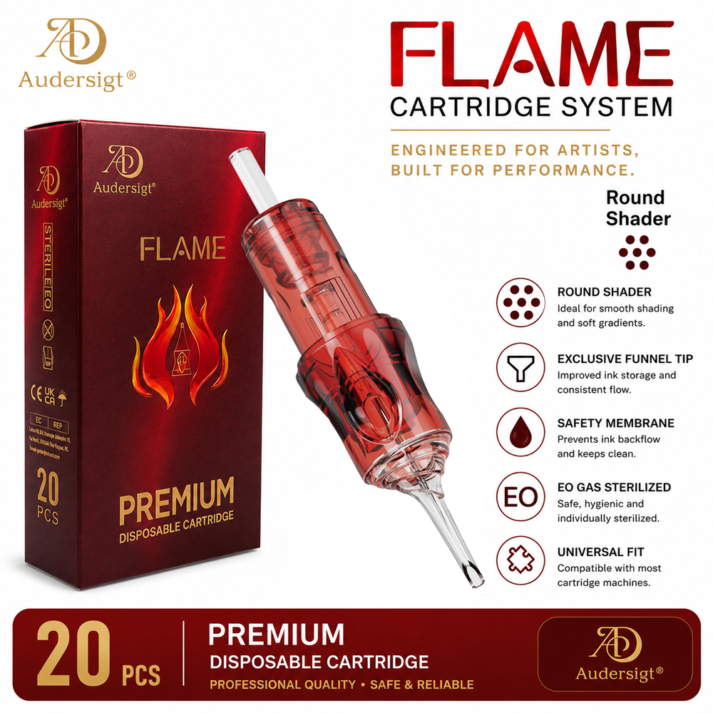 cartuchos de tatuaje con niebla de aguja redonda serie Flame