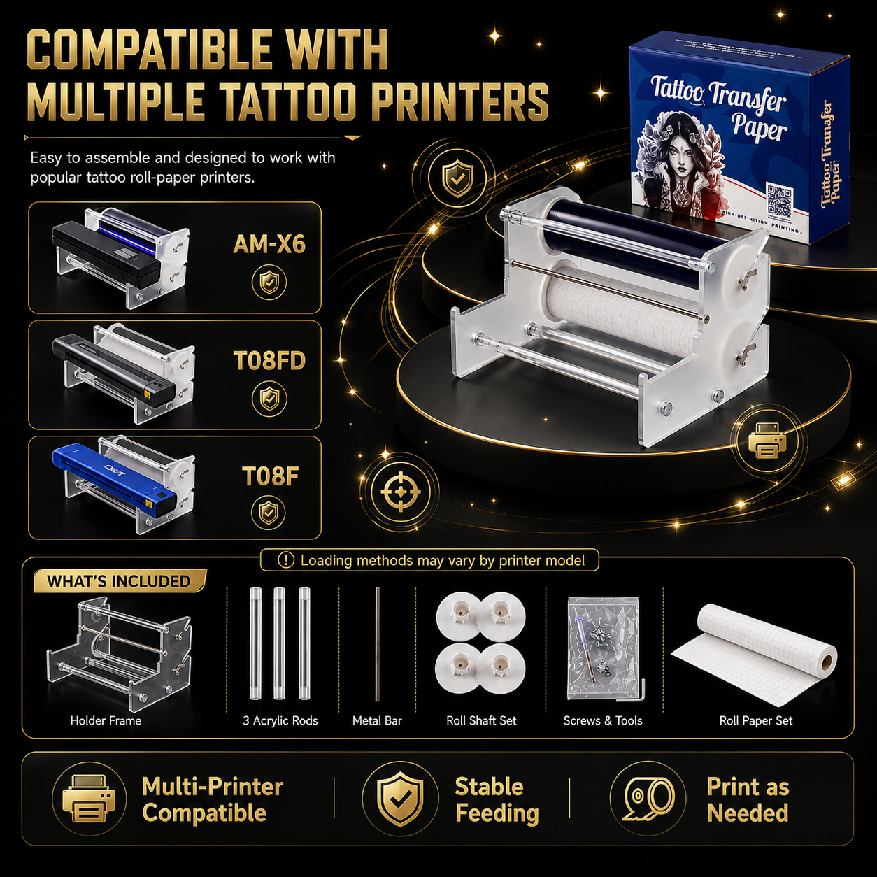 30m Thermal Tattoo Transfer Paper Roll & Holder Kit — product overview