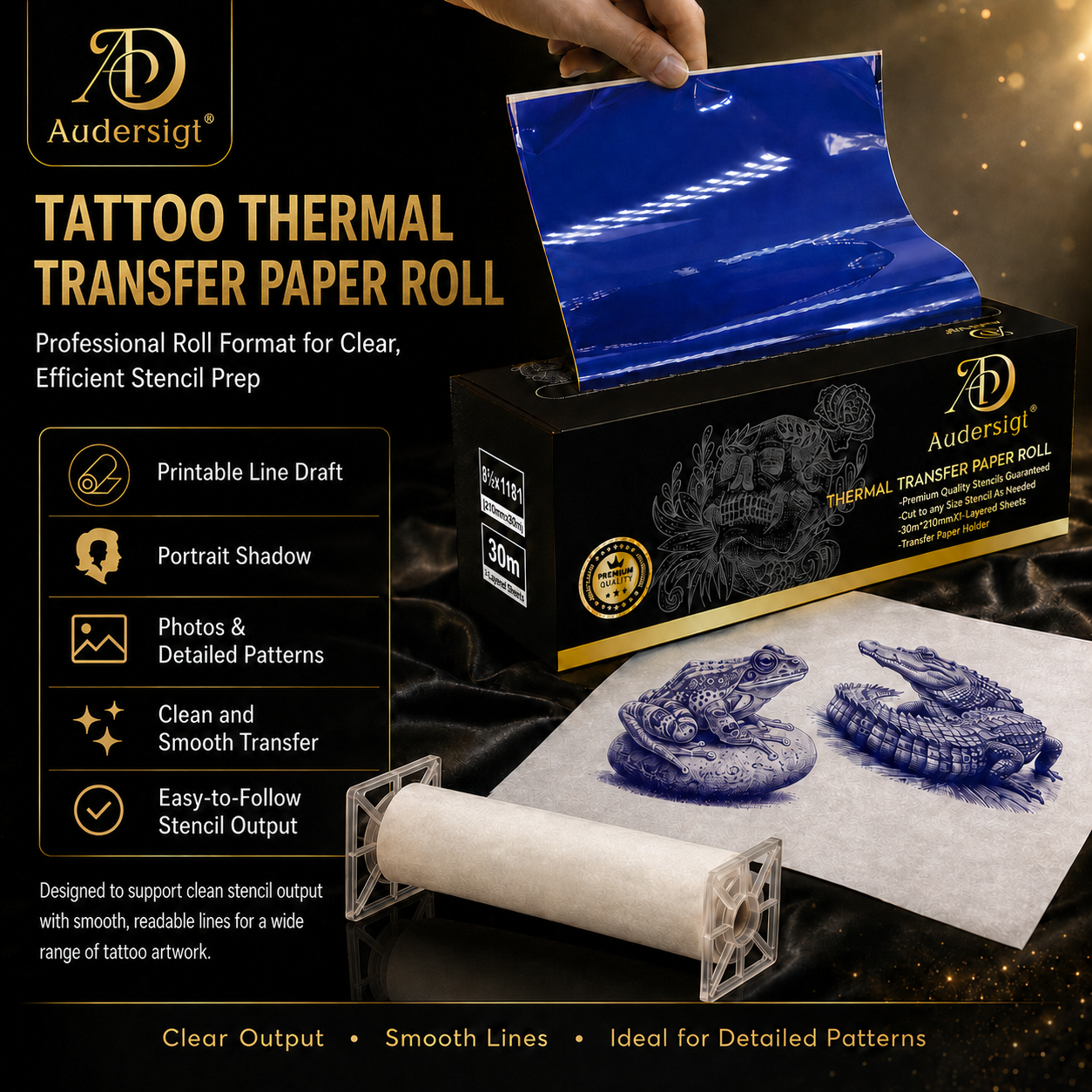 ورق النقل الحراري المتقدم HD Gold Label (الطباعة الآلية فقط) — المنتج أثناء الاستخدام
