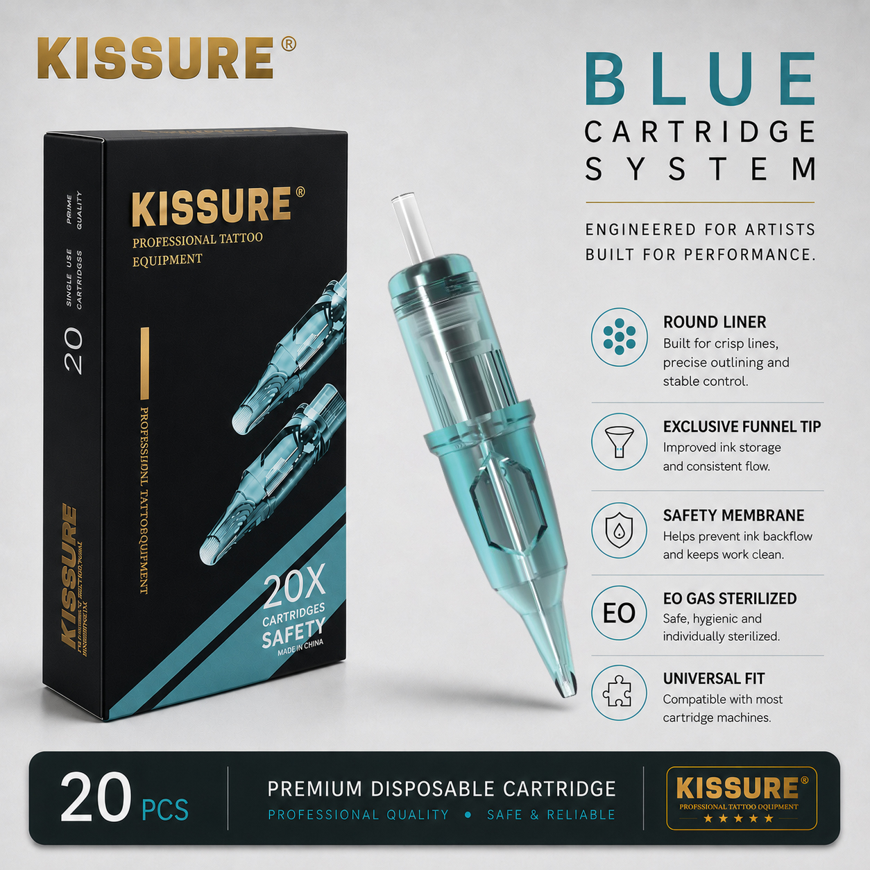 cartuchos de tatuaje secante con aguja circular Kissure