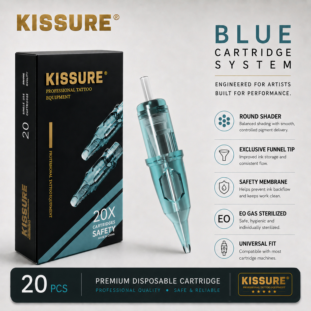 cartuchos de tatuaje de niebla de aguja redonda Kissure