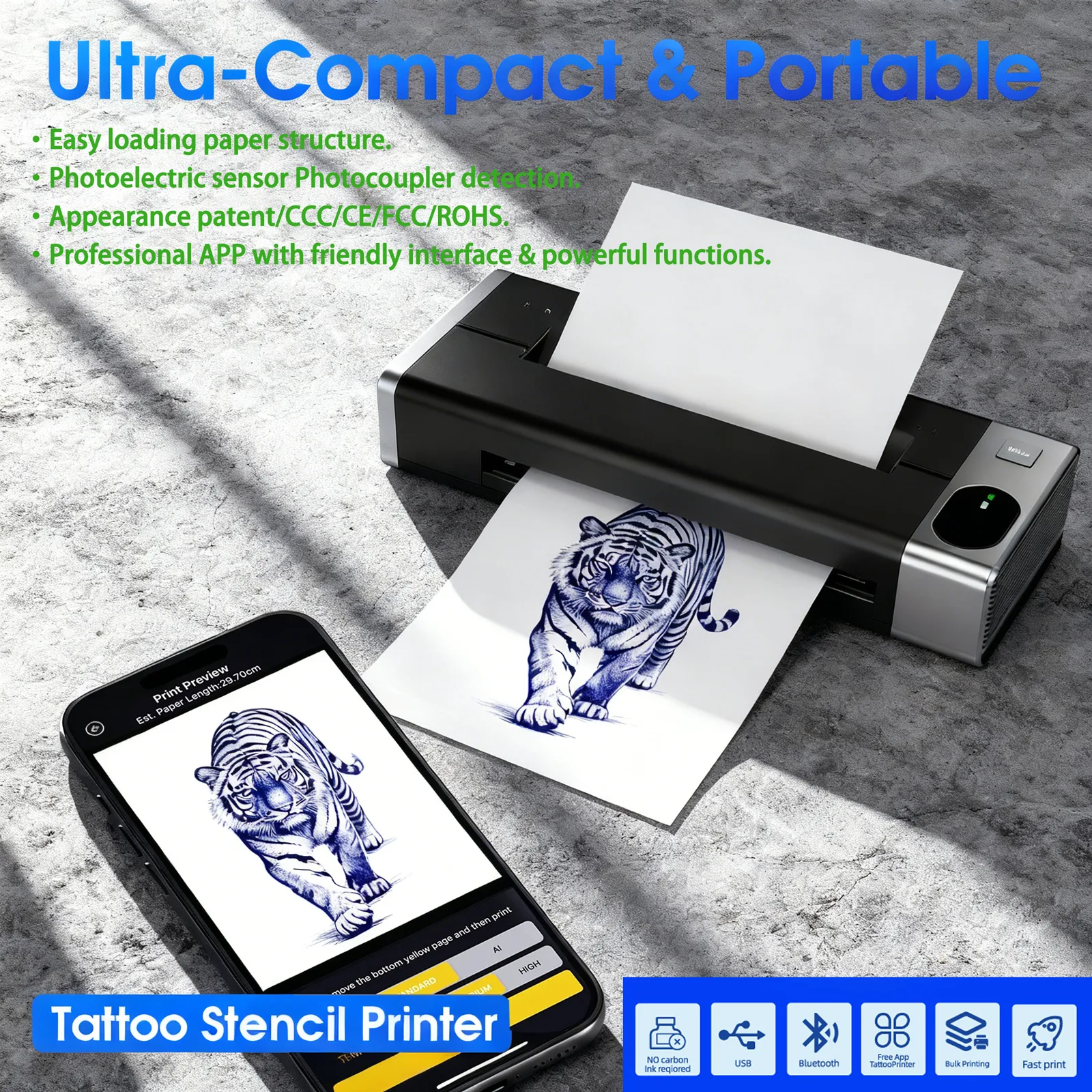 M6 Mini Bluetooth Thermal Tattoo Stencil Printer - image 2