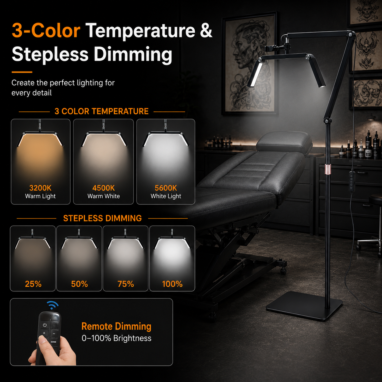 AC095 Foldable Floor Tattoo Work Light — product configuration
