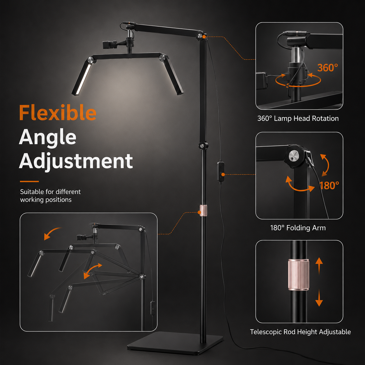 AC095 Foldable Floor Tattoo Work Light — product in use