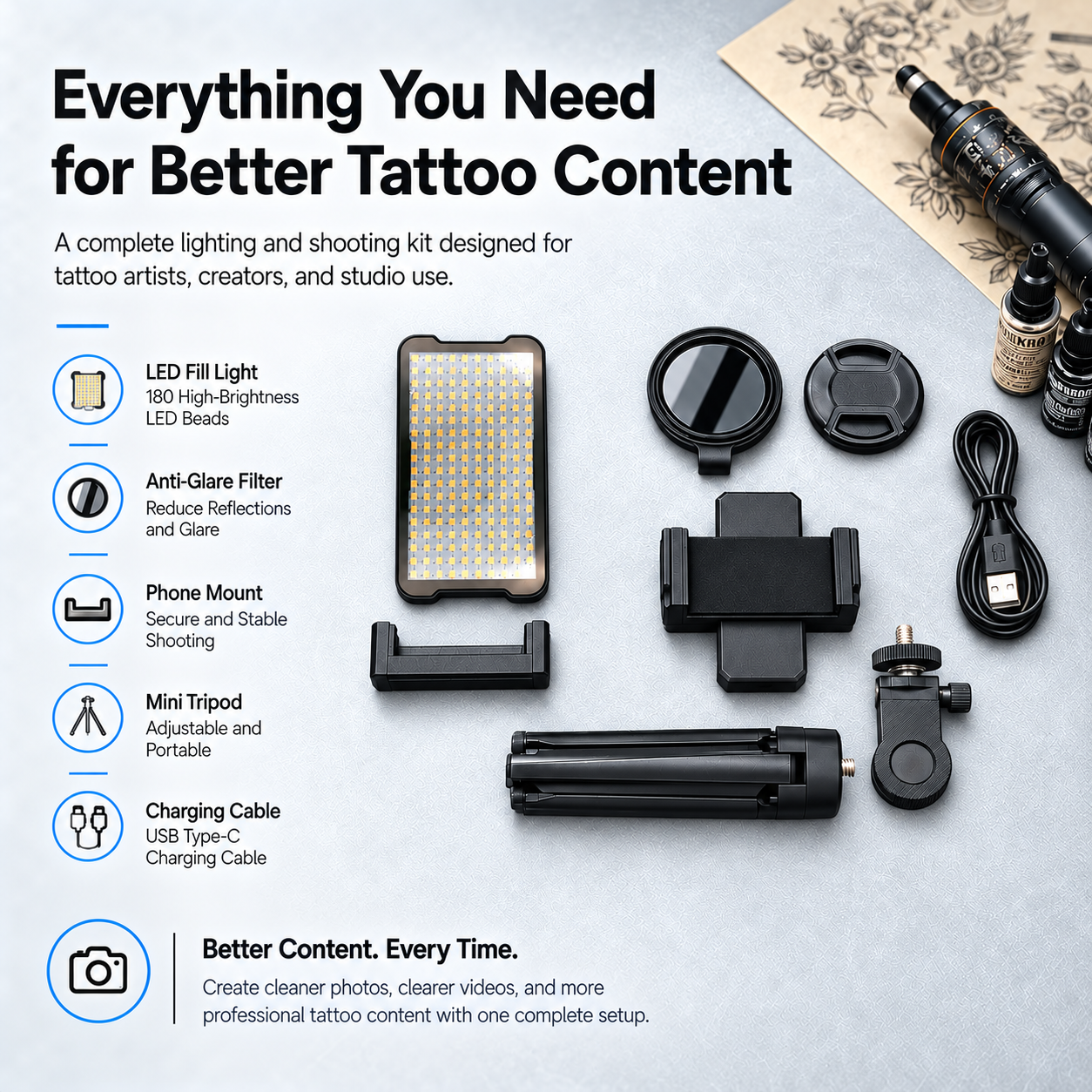 Tattoo Photography Anti-Glare Light Kit - image 6
