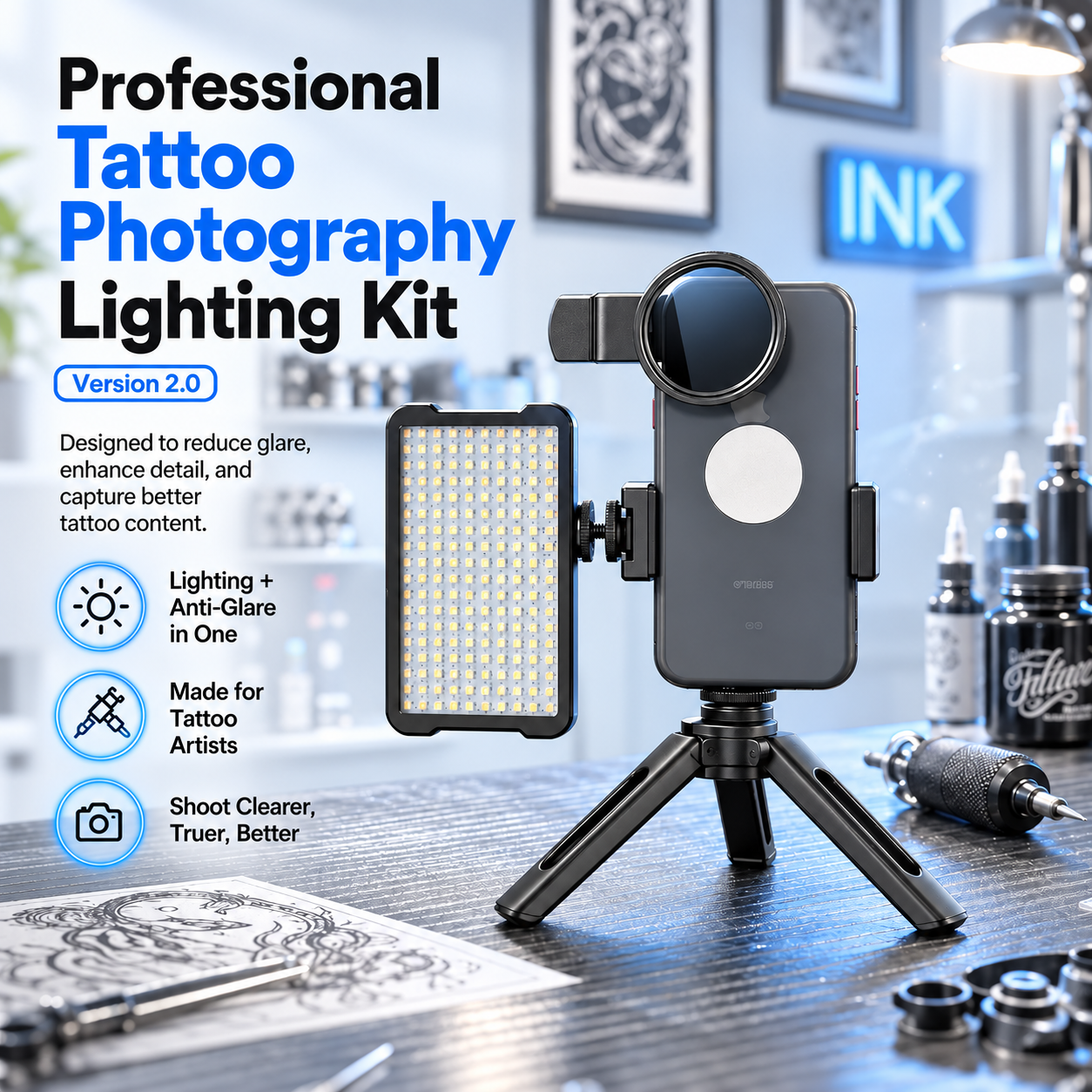 Tattoo Photography Anti-Glare Light Kit - image 5