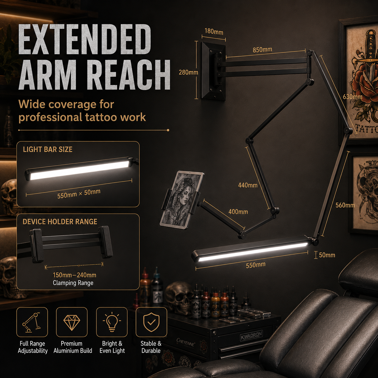 Tattoo Work Light — product in use