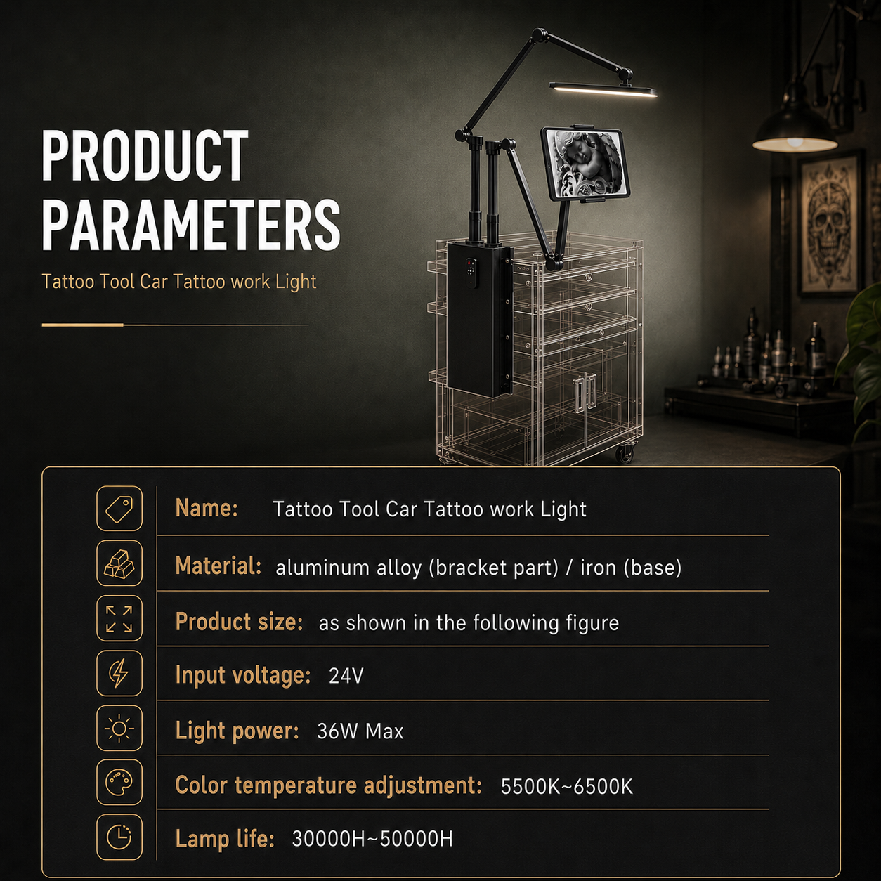 Tattoo Work Light — product in use