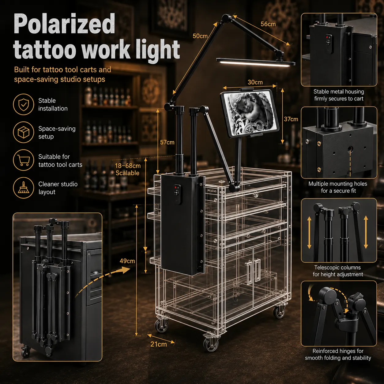 Multifunktionales Tattoo-Arbeitslicht ohne Schatten