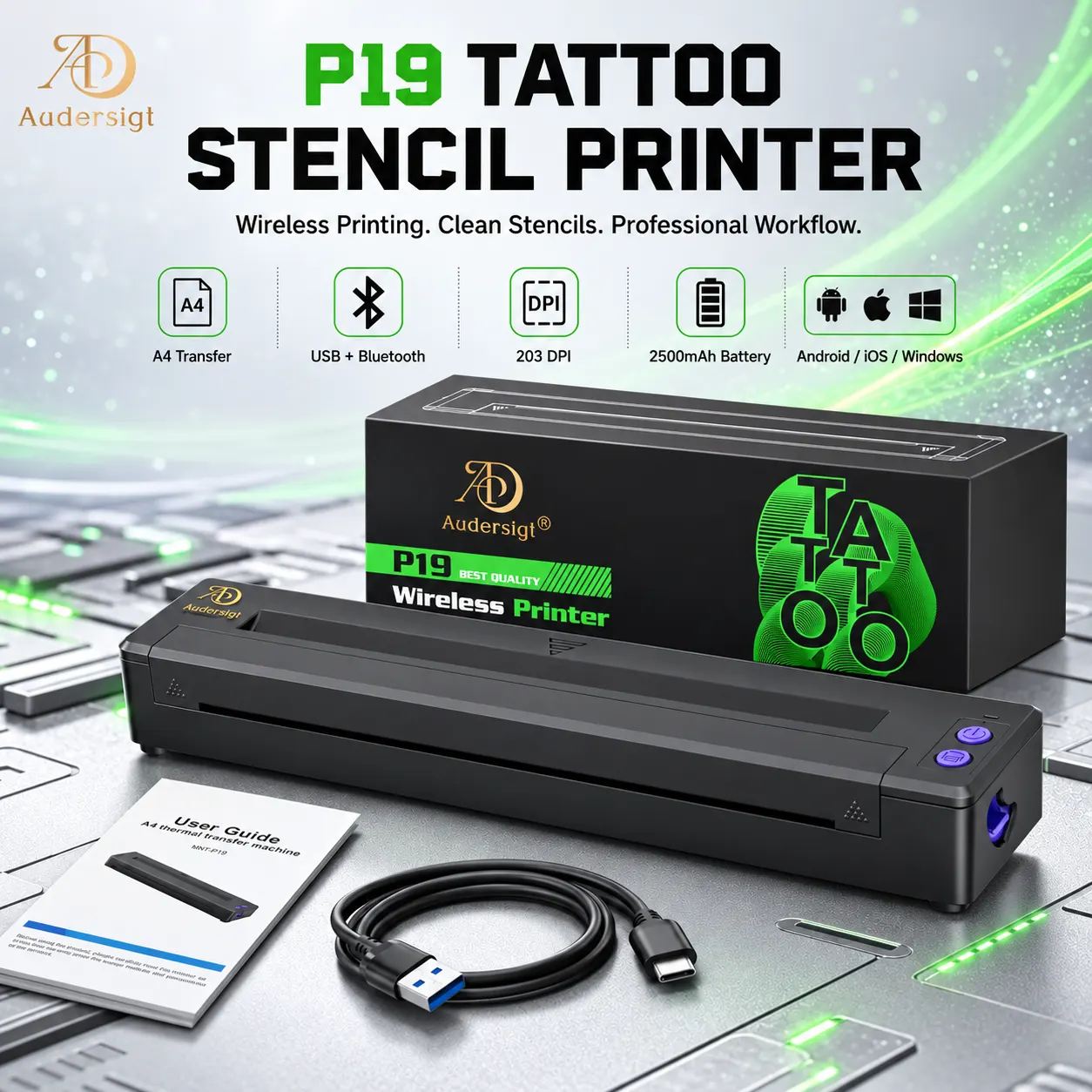 Термопринтер P19 для тату-трафаретов с Bluetooth