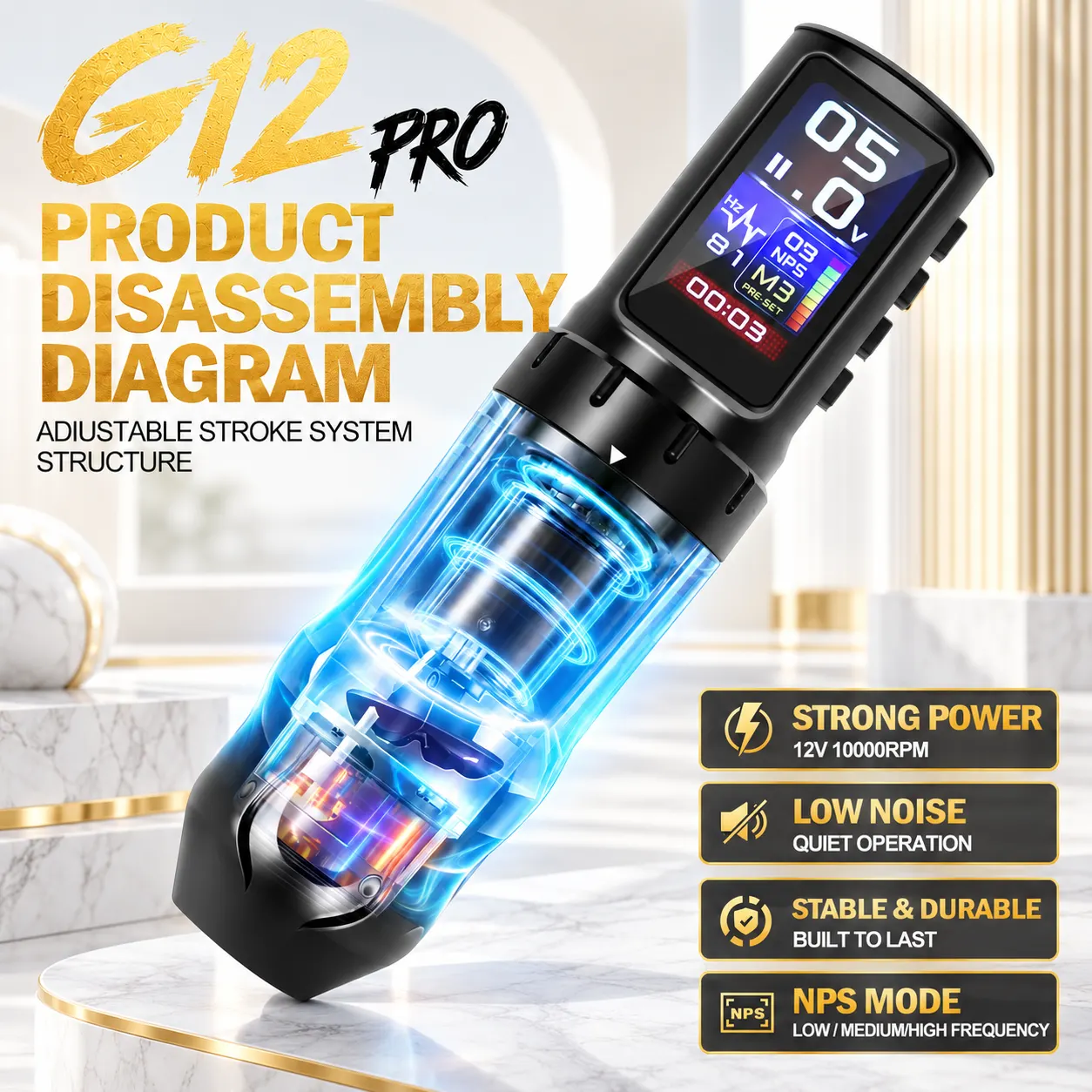 پن بی‌سیم تاتو G12PRO با کورس قابل‌تنظیم — تصویر 5