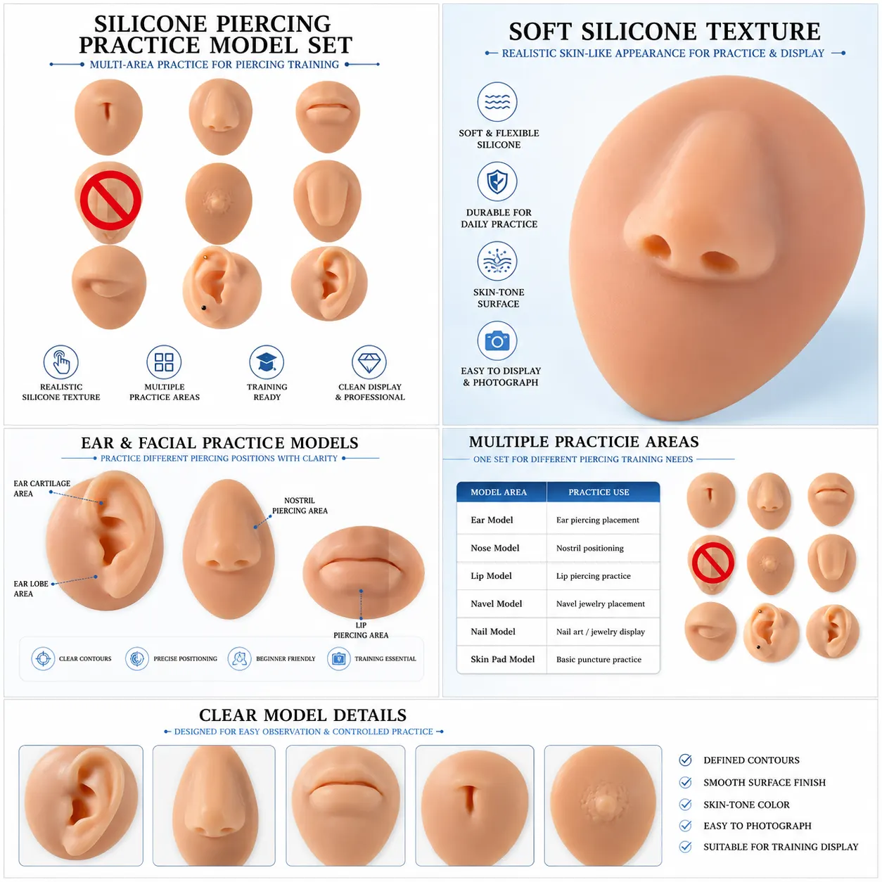 Silikonowe modele do ćwiczenia piercingu · 2 szt. — zdjęcie 2